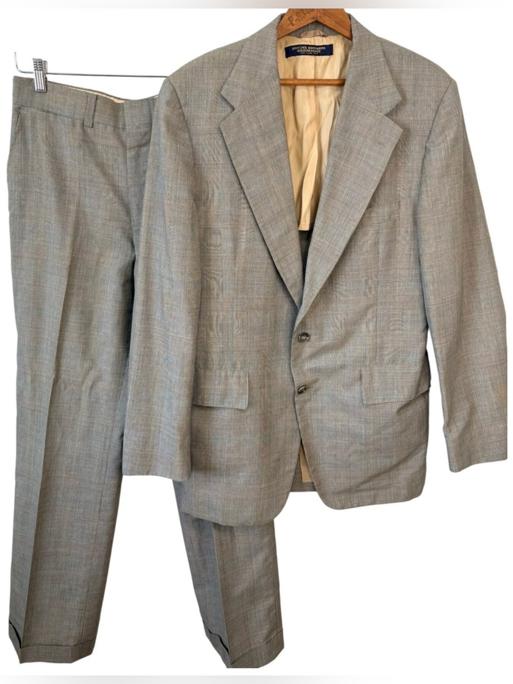 Vintage 50s BROOKS BROTHERS Brooksgate USA Glen Plaid Suit 41L~32x32